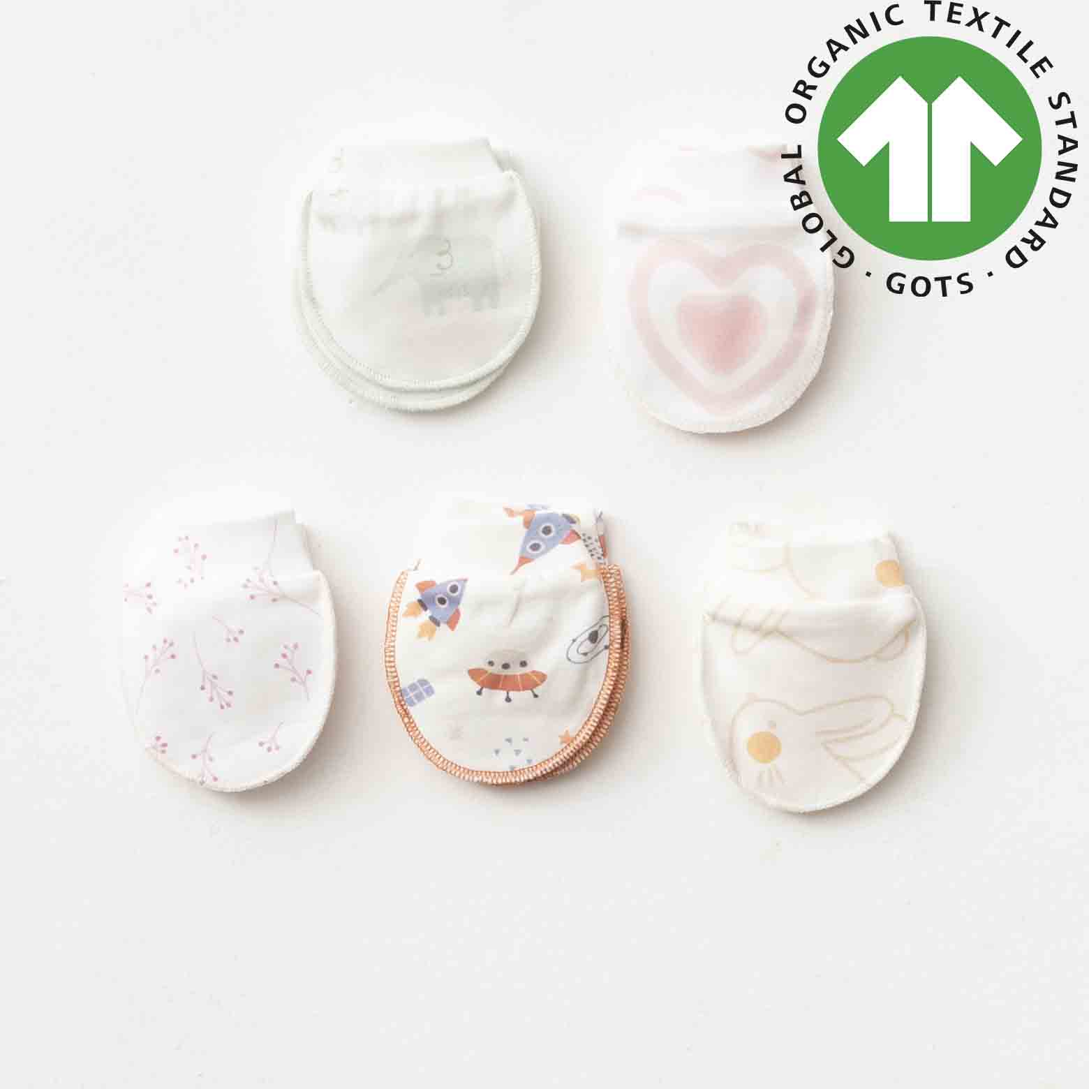 Organic 5 Pieces Baby Mittens